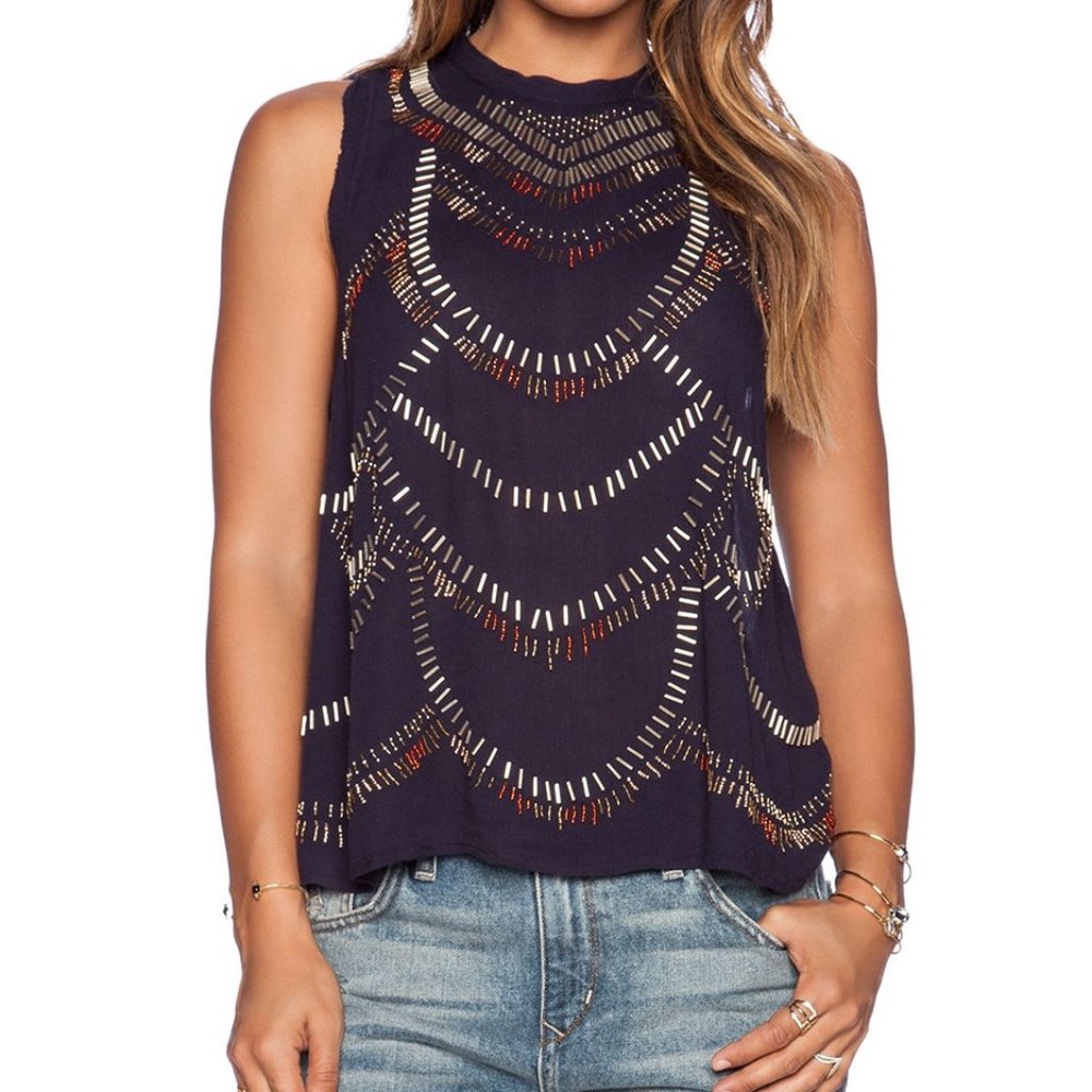 NWT Free People Wheel Tank in Deep Navy